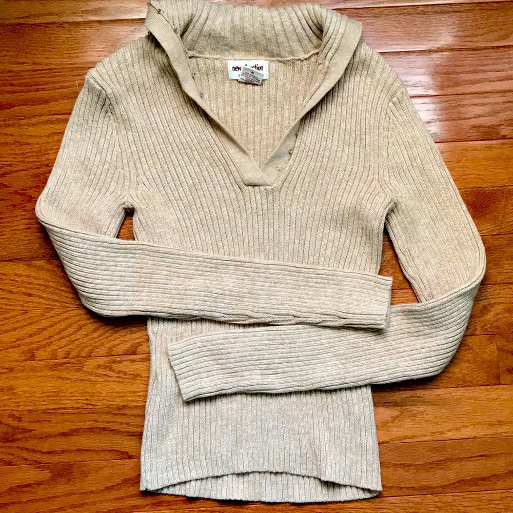 Ribbed oatmeal colored top